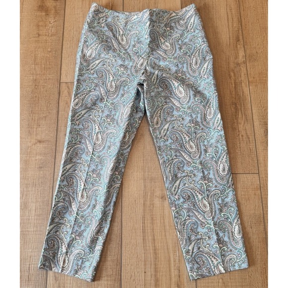 Talbots Pants - NWT Talbots Blue Paisley Cropped Pants Ankle Size 12 Boho Resort Office Coastal